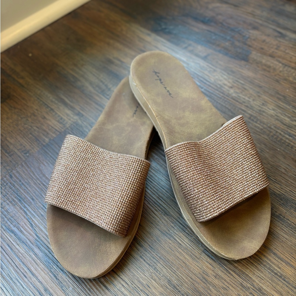 Brown Sparkle Slide Sandals